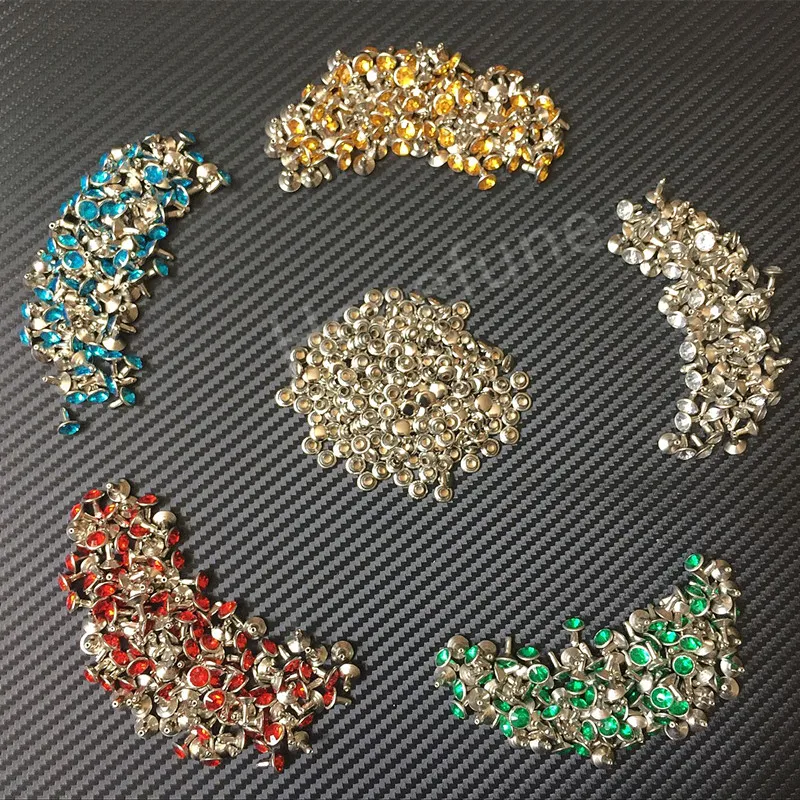 100pcs 8MM 8 colors Rhinestone Rivets Jeans Bags Shoes Craft Decorative Spikes and Studs Nails Accessories for DIY Leather Decor