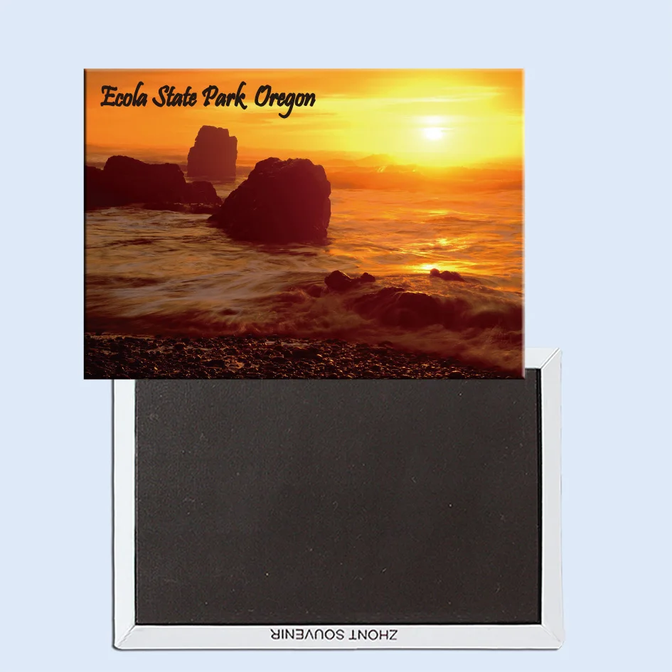 Tourist Souvenirs,Fridge Magnetic,Exquisite Gift 24567, Crescent Beach at Sunset, Ecola State Park, Oregon