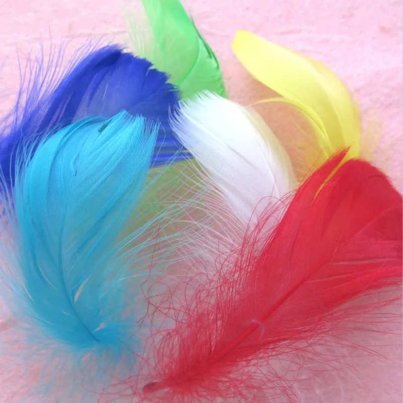 Mix color 100pcs Goose Feathers 8-12cm Goose Feather stage Plumes Feathers  Washed Goose Down Fluffy Plume For Wedding  3-4 inch