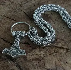 lanseis 1pcs Thor's Hammer pendant viking men necklace Huge Thor Mjolnir Amulet Scandinavian Triquetra Deer Skull jewelr