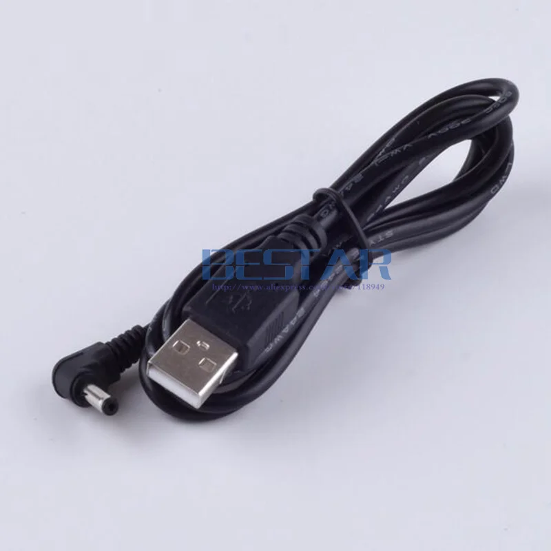 Black DC power plug USB convert to 3.5*1.35mm/DC 35135 L Shape Jack 3.5 mm x 1.35 mm 3.5x1.35mm right angle charging cable 1m