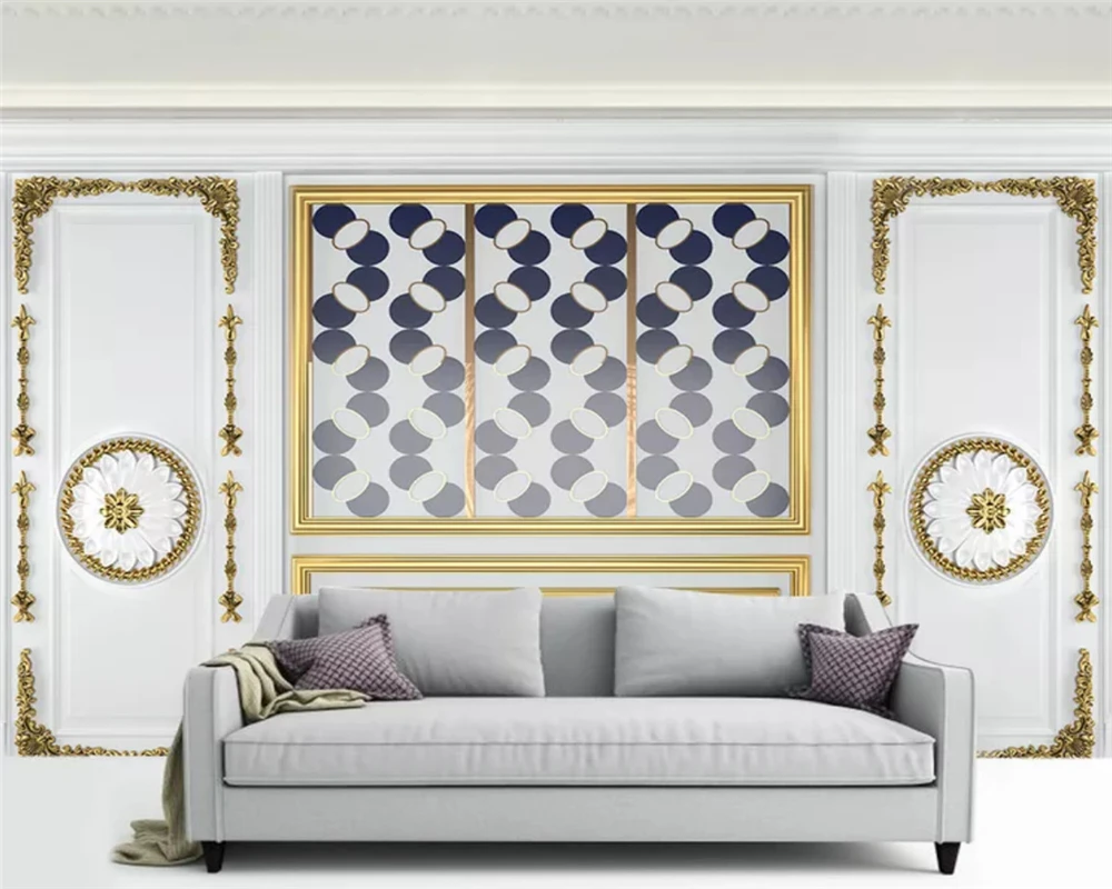 

Beibehang модные индивидуальные обои на заказ, стерео лошадь, европейские резные золотые декоративные решетки, ТВ-фон, папье-пейнт