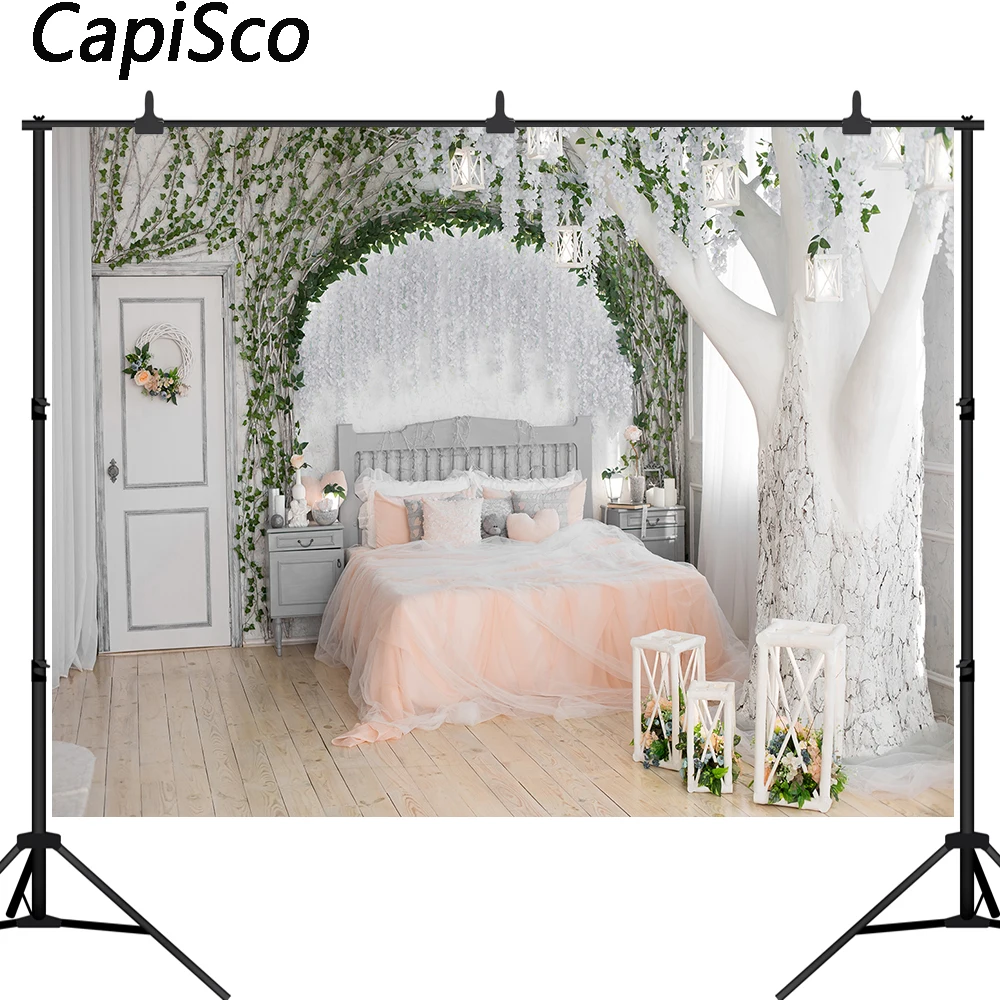 

Capisco Wedding background photography flower boudoir bed tree room backdrop photobooth photocall banner printed