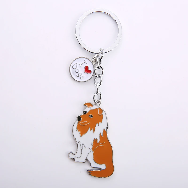 Hot Sale Dog Jewelry Scottish Shetland sheepdog Key Ring Animal Key Chain wholesale Gift For Women Girl Bag Charm Pendant