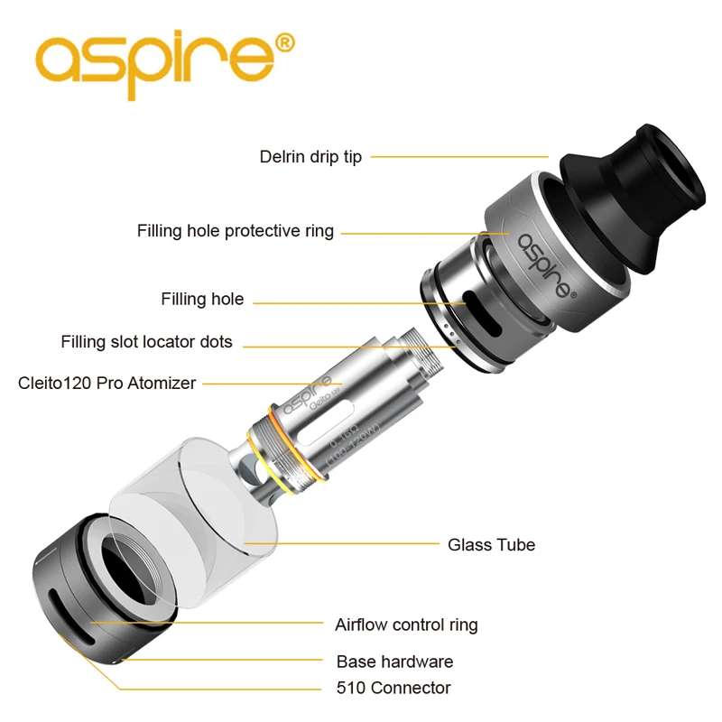 Aspire Cleito 120 Pro Vape Tank 3ml/2ml Atomizer 0.16ohm&0.15Mesh Coil Electronic Cigarette  Vaporizer Fit 510 Thread Box Mod