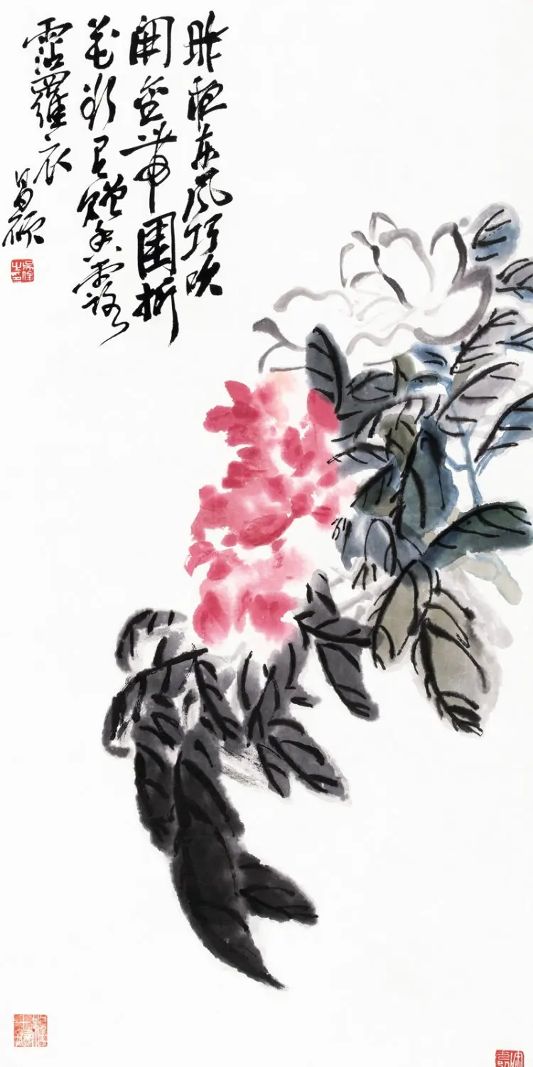 traditional Chinese painting masterpiece reproduction canvas prints  Chinese posters pictures giant poster Peony by Wu Changshuo