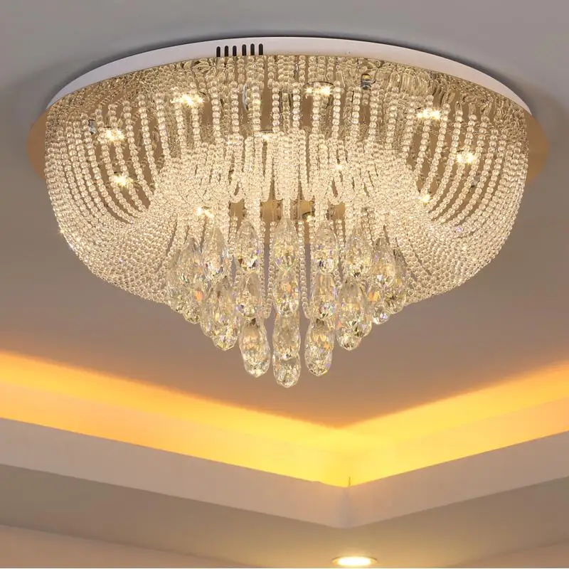 New round living room lamp LED crystal ceiling lamp curtain lamp bedroom dining room lamp