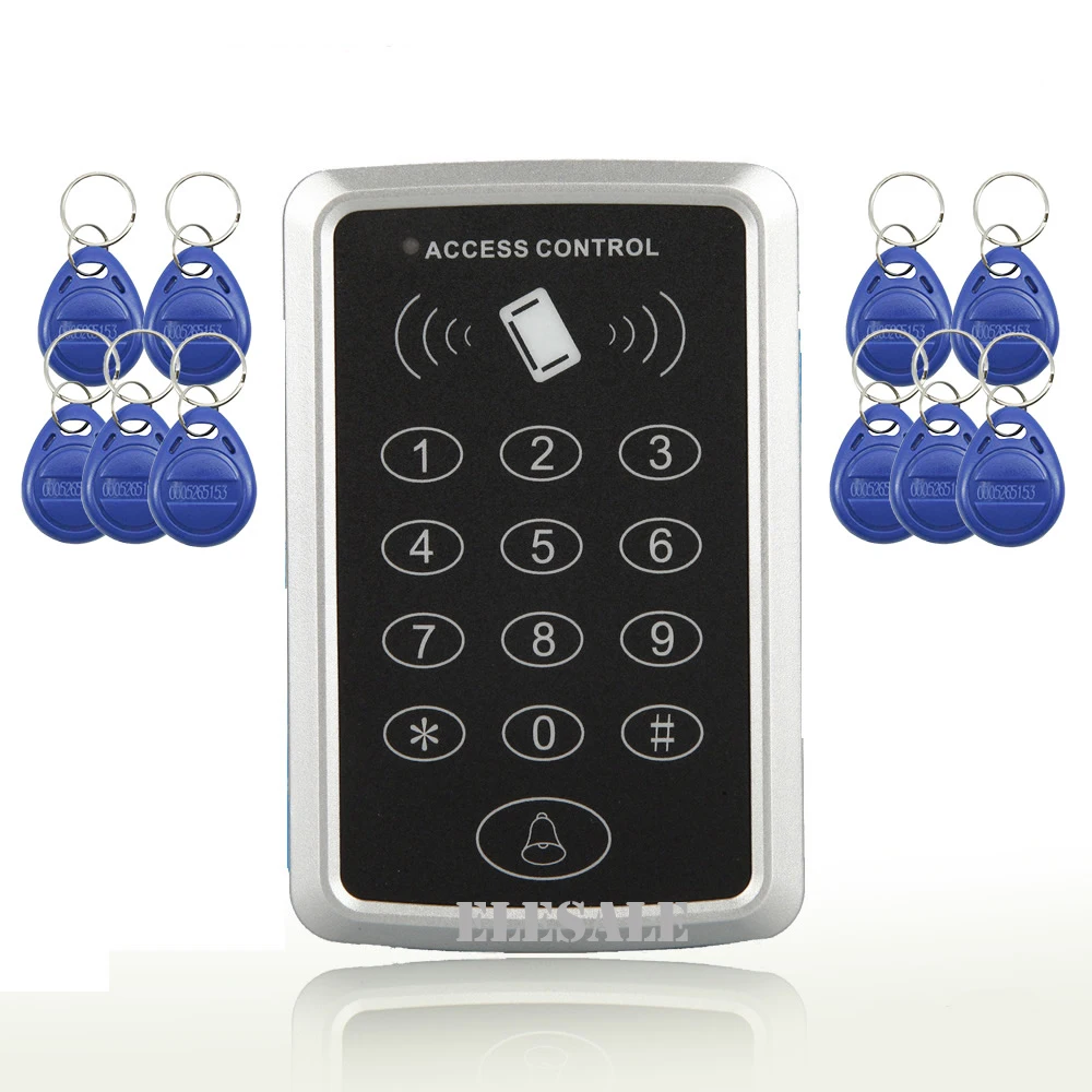 

Electronic RFID Proximity Entry Access Control Keypad Password Unlock 10 RFID Tags Keyfobs Door Opener