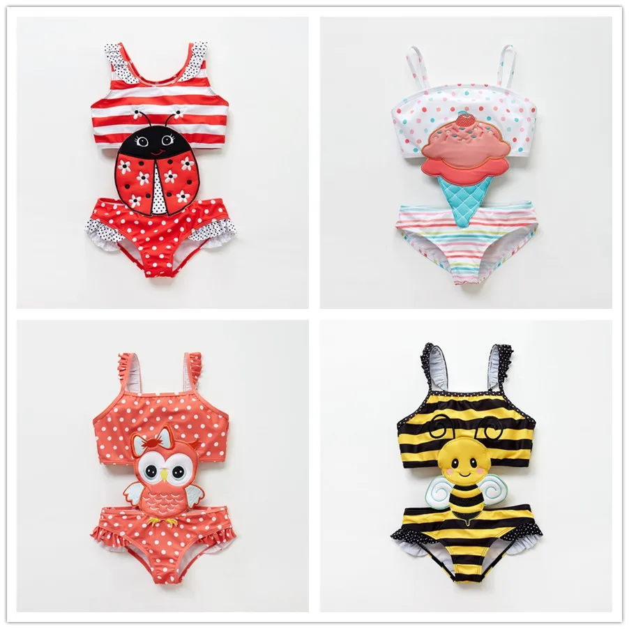 

2019 Newborn Baby Girls Bikini Swimming Suits Cute Bowknot Bathing Suit Floral Swimwear Beach Wear Costume One Piece Swimsuit