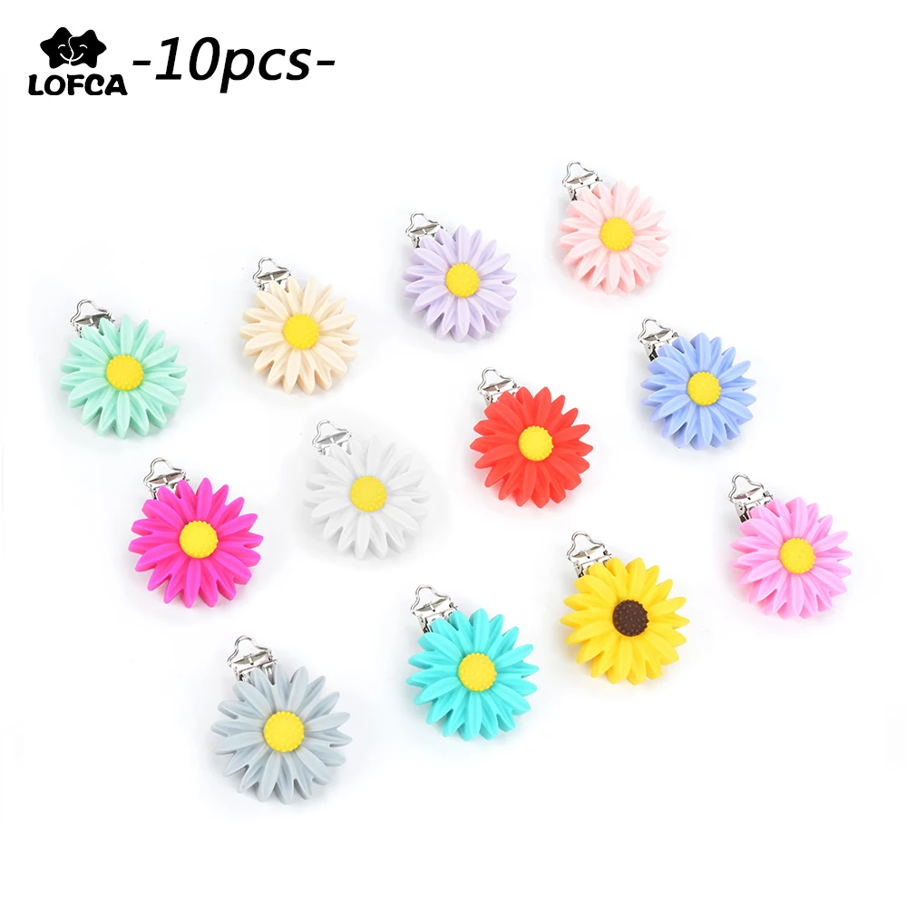 

Silicone Daisy Pacifier Clip Flower Silicone Beads Teething Soother Holder Teether DIY Baby Feeding Accessories Tools 10pcs/lot