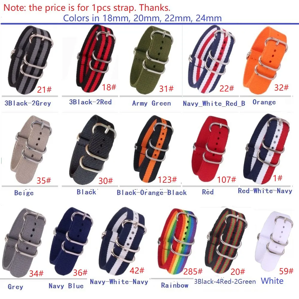 (Buy 2pcs will get 10% off ) 16/18/20/22/24mm Cambo Stripe Woven Ring Buckle Watchband Watch Straps Wristwatch Band watches