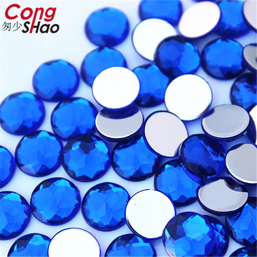 Cong Shao 100pcs 8mm Colorful Round Stones And Crystal Flatback Acrylic Rhinestone Trim Scrapbook DIY Wedding Dress Button ZZ750