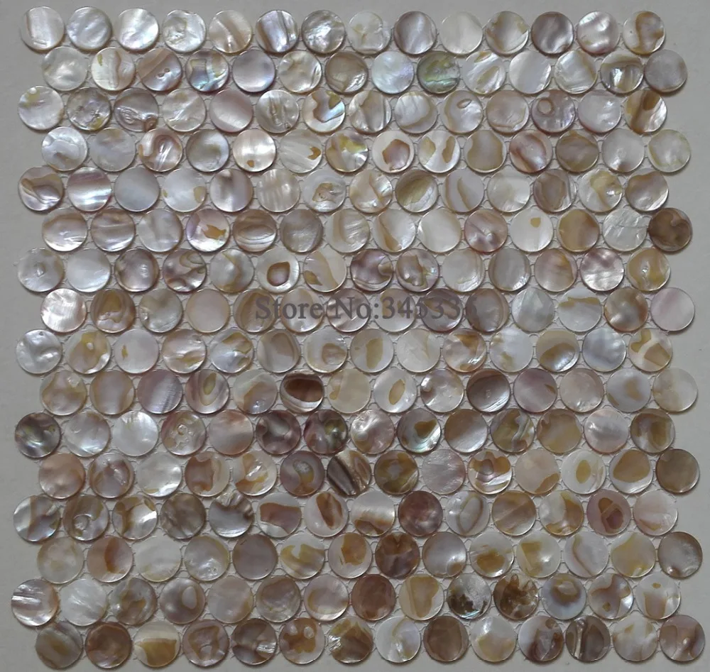 Penny round colorful shell mosaic tile mother of pearl kitchen shower background bathroom backsplash decorative wall paper