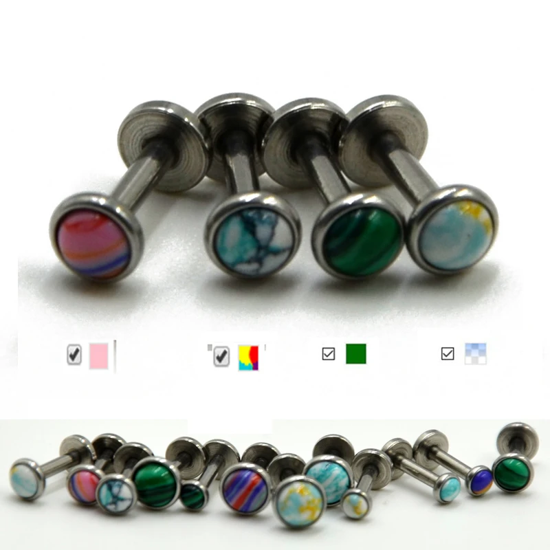 Showlove-1Pcs  Stainless Steel Monroe Labret Lip Bar Internally Thread Labret Lip Studs Rings Ear Cartilage Helix Studs