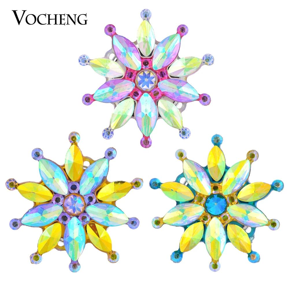 Vocheng Snap Charms Glam Blossom Resin 3 Colors 18mm Interchangeable Jewelry Vn-1291