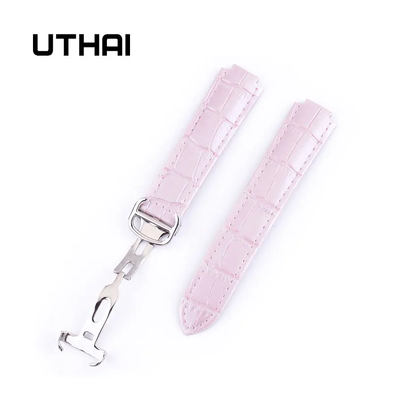 UTHAI P05 14-9mm,18-11mm,20-12mm Genuine Leather Watchbands 20mm Watch Strap For Cartier Blue Balloon watch Leather Strap