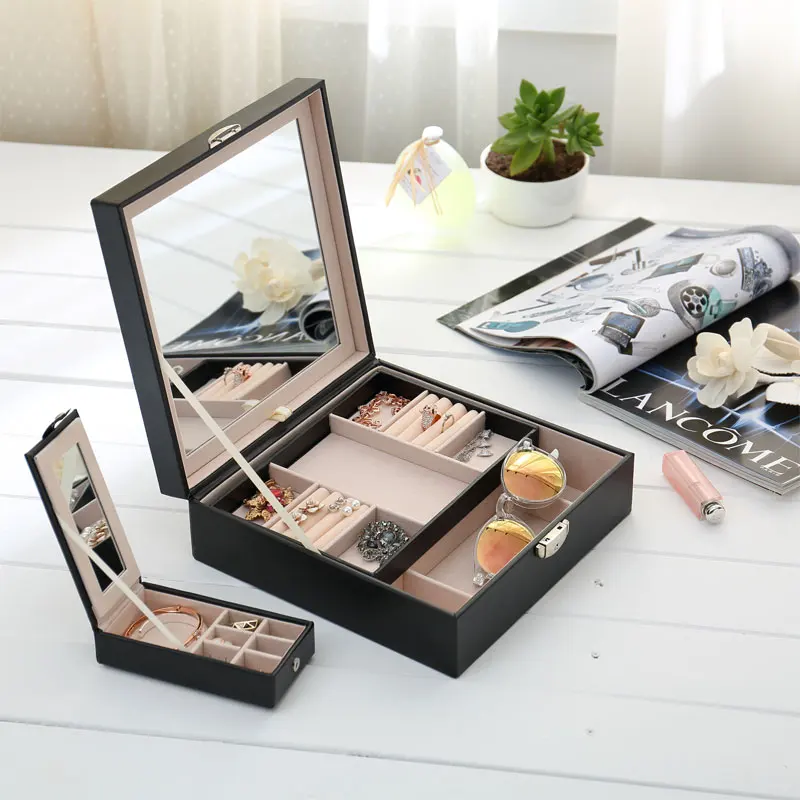 

Jewelry Box Travel Comestic Jewelry Casket Organizer glasses watch Storage Box Beauty Container Necklace Birthday Gift