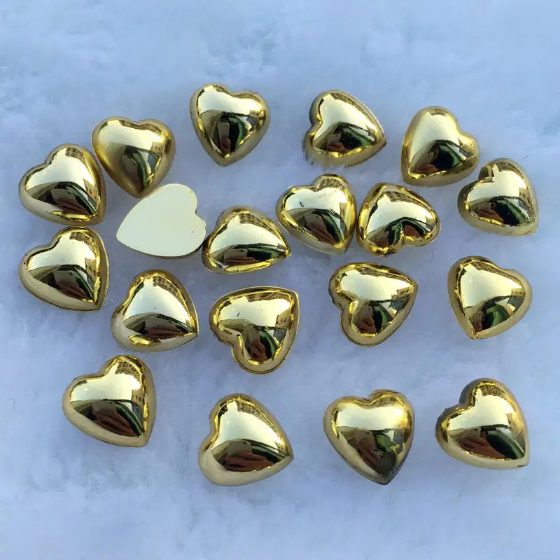 Glitters 30pcs 10mm nail Heart-shaped nail art decoration nail sticker golden silver nail tool -S91