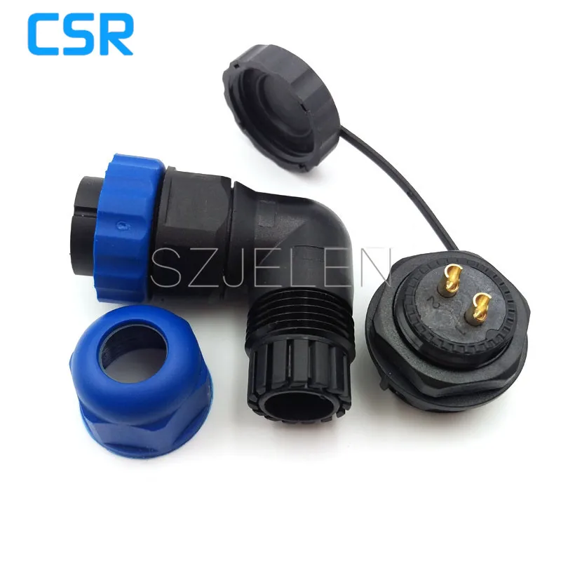 SD20TA-ZM, 90 Degree Elbow Connector, 2 Pin Waterproof Connector ,IP67, LED Power Cable Connector, Pancl Cutout 20mm