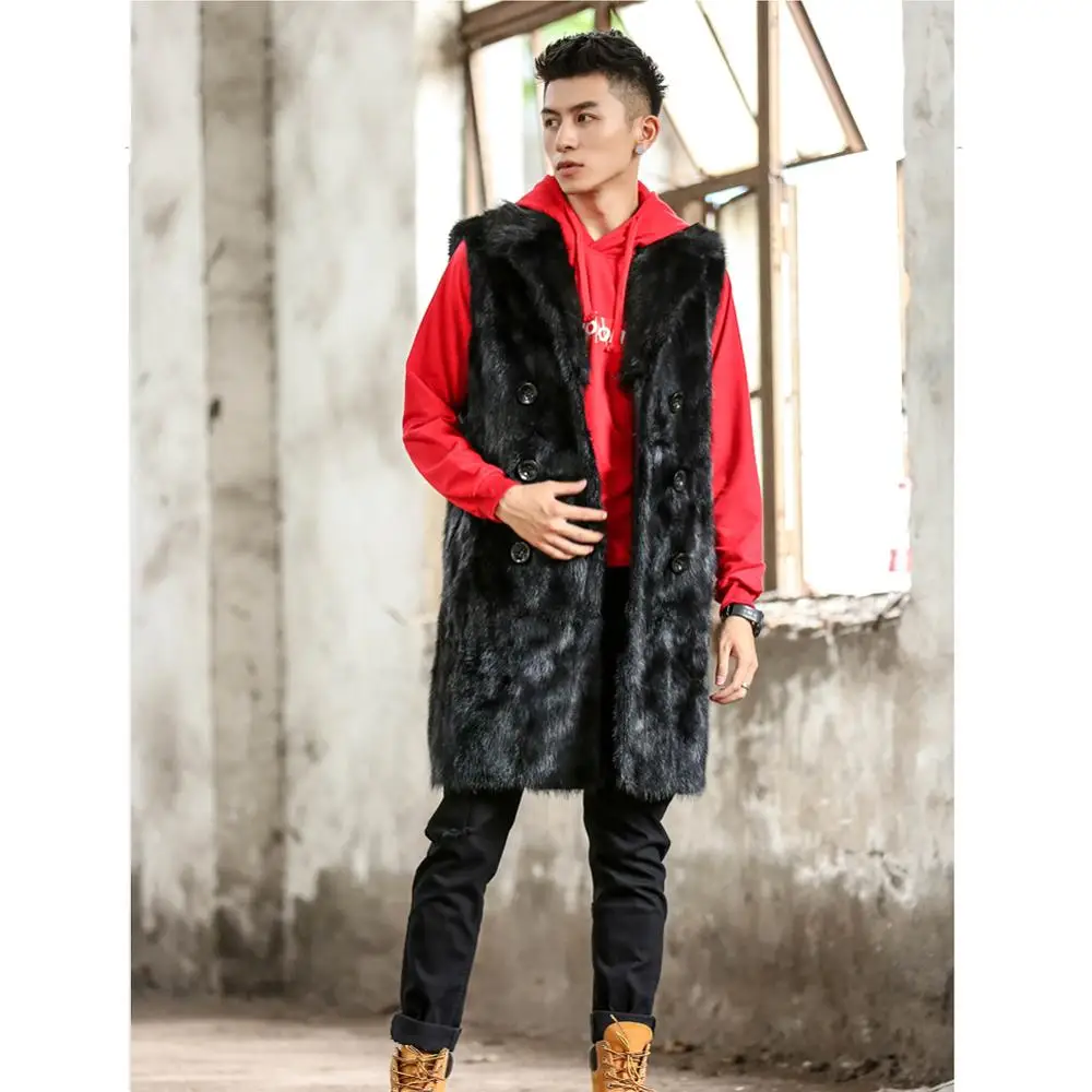 Men's Long Style Mink Vest Men's Fur Coat Men's Winter Jacket