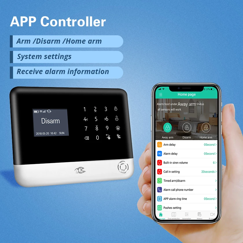 SMARSECUR  Russian Spanish English H6 WIFI GSM Alarm System Security Home GSM Alarm System APP Control Alarm DIY Kit-45