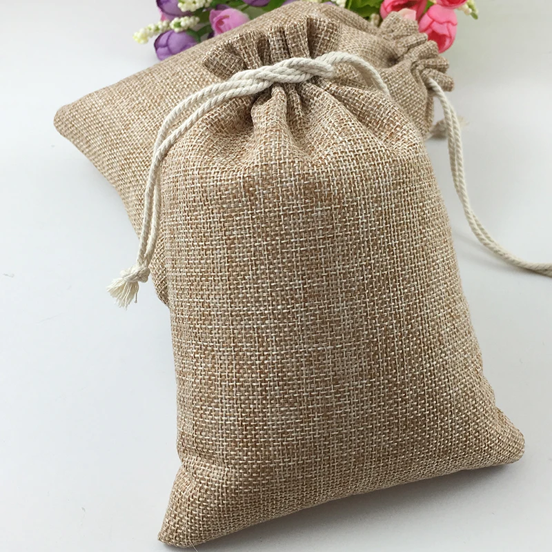 15*20cm Drawstring Sack Gift Bags Jute Packaging Display Jewelry Pouches Gift Bag Wedding Packing Bags For Travel Storage Bag