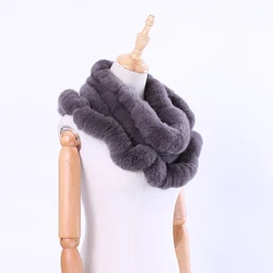 2020 Fashion Women's Winter Genuine Real Rex Rabbit Fur Loop Infinity Scarf Ring Scarves Cowl Scarf Wraps Mufflers Snood Stole