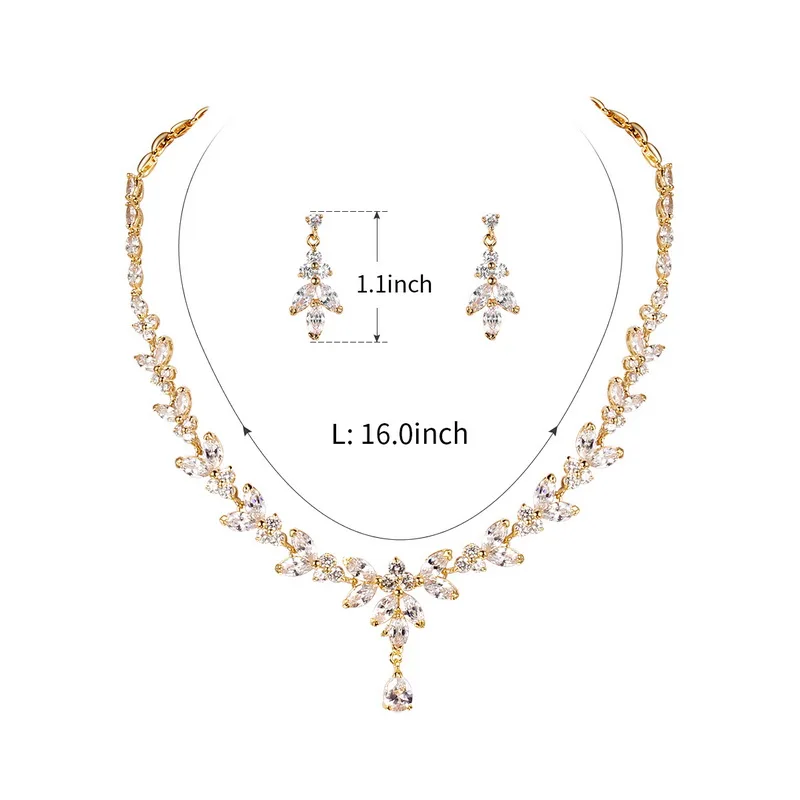 WEIMANJINGDIAN Brand High Quality Marquise and Teardrop Cubic Zirconia CZ Necklace & Earring Bridal Wedding Jewelry Set