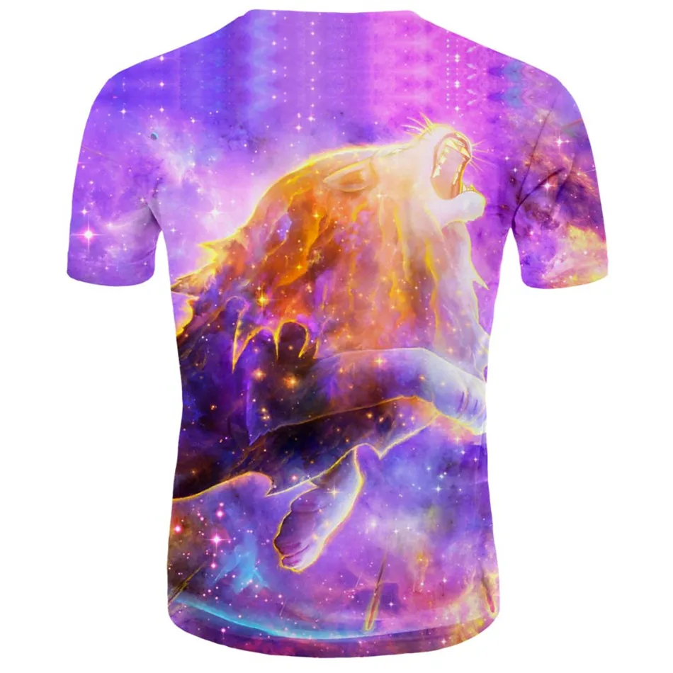 4-13Y Boys Girl 3D Colorful Galaxy T-Shirt Summer Children Universe Leo Animal Lion Cloud Star T Shirt Kids Fashion Cool Tshirts
