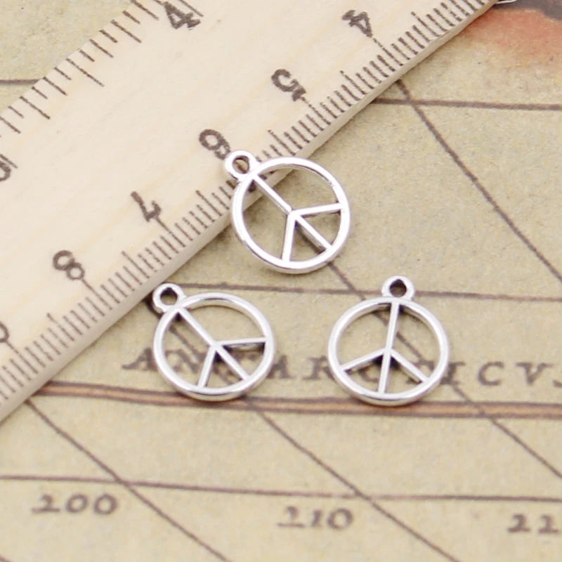 30pcs Charms Lovely Peace 14x12mm Antique Silver Color Pendants Making DIY Handmade Jewelry Factory Wholesale