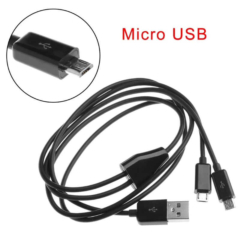 New Portable USB 2.0 Type A Male To Dual Micro USB Male Splitter Y Charging Data Cable for Andriod Cell Phone GPS Devices