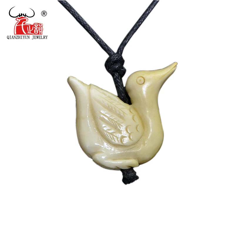 GX110 Hot Sale Yak bone pendant necklace Vintage Style Primitive tribes hand-carved bird Jewelry for woman