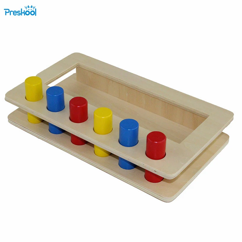 Montessori infant Toy Wood Tri-color cylinder insert box Learning Educational Preschool Training Brinquedos Juguets 24 months