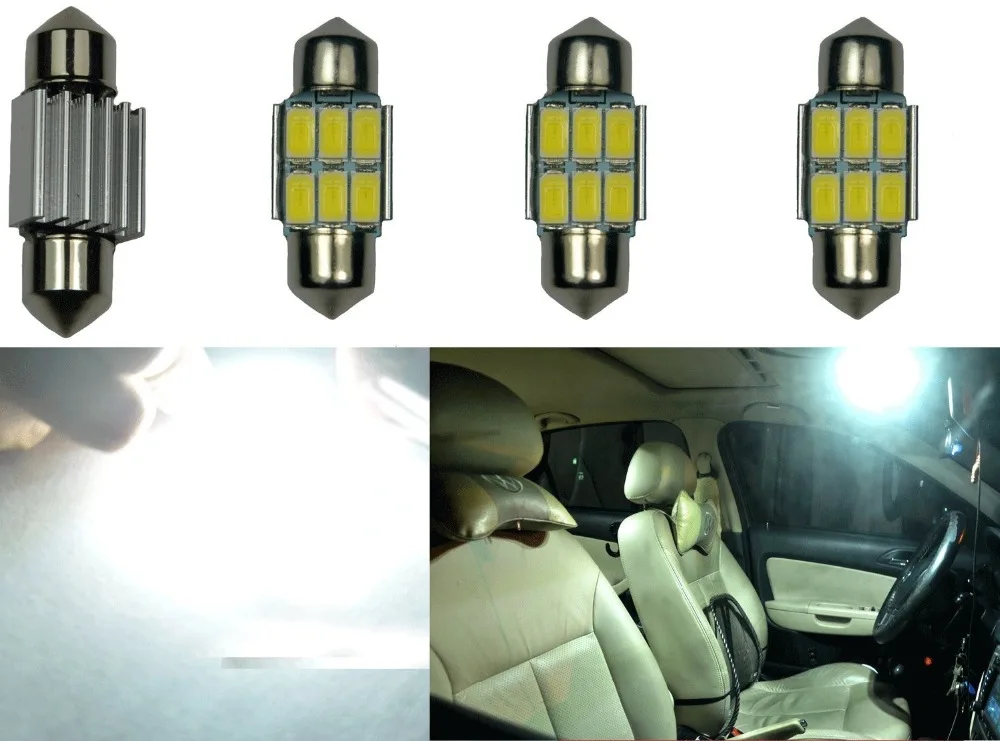 

4Pcs White Canbus error free 300 Lumens 5730 6-SMD 31mm(1.25") 12V Festoon Dome Light LED Bulbs DE3175 DE3021 DE3022 3175