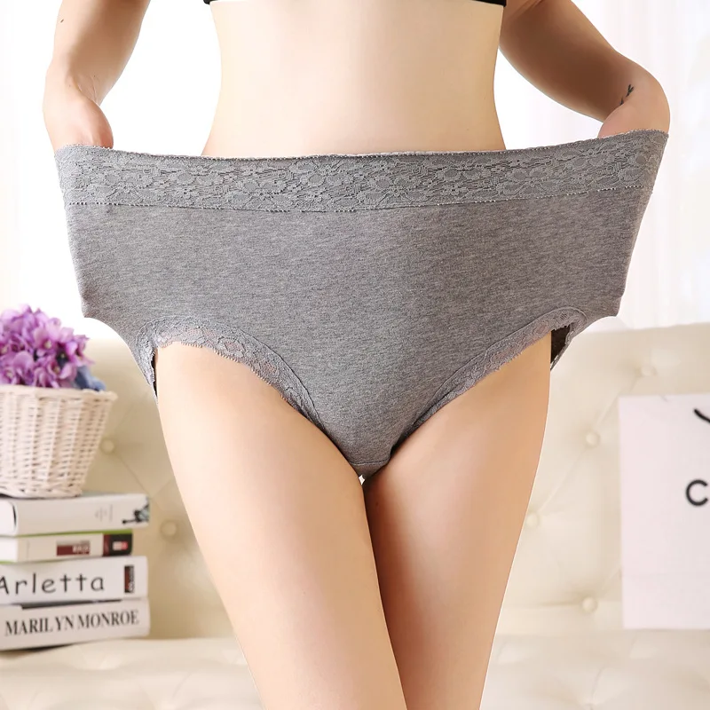 Cotton Panties Women Underwear Sexy Lace High Waist Panties Plus Size Female Lingerie Underpants Koronka Majtki Big Briefs
