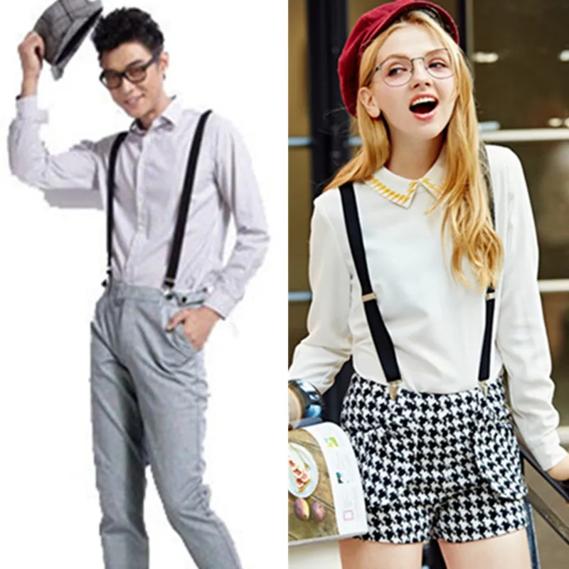 Women Suspenders Hot-selling 2.5*100cm Adjustable Elastic 3 Clips men shirt match suspender Braces Min.10pcs BD001-L