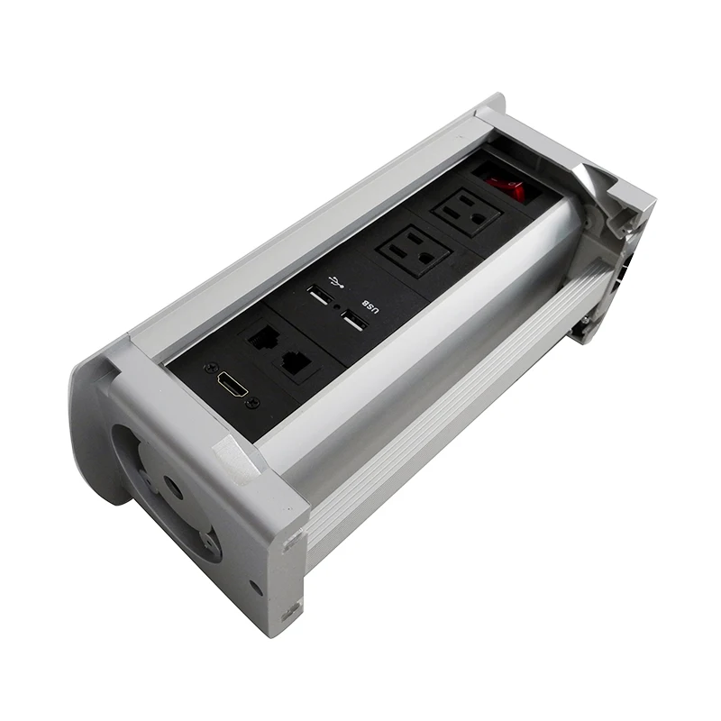 

Silver New Manual Flipping Desktop Socket for High-grade Office, Hotel and Other High-grade Multimedia Places