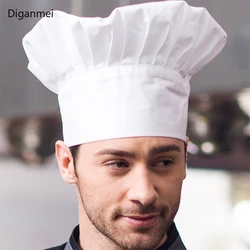 Diganmei-gorro de Chef ajustable para hombre, gorro elástico para cocinar, Catering, rayado, liso, 1 unidad