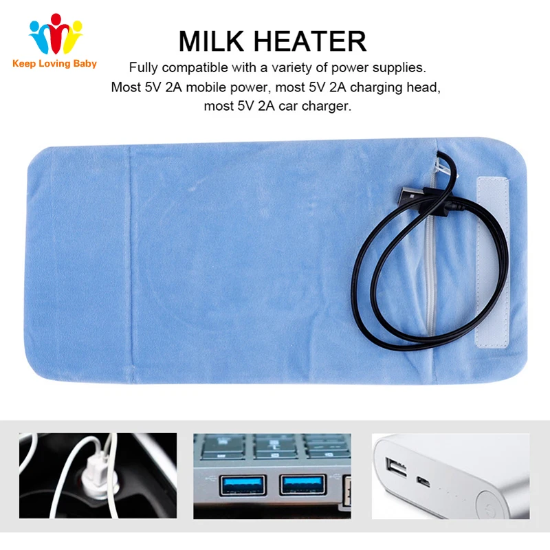 New USB Baby Bottle Warmer Portable Travel Milk Warmer Infant Feeding Bottle Heated Cover Insulation Thermostat Food Heater