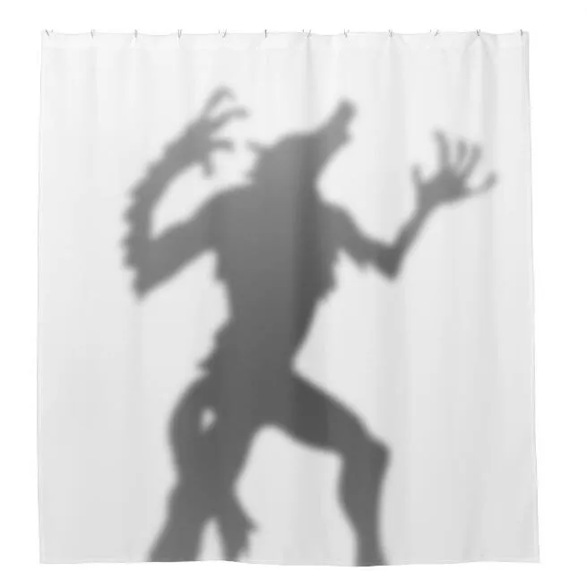 Funny Werewolf Transformation Silhouette Shower Curtain Novelty Werewolf Shadow Bathroom Curtain White Printed Boy Birthday Gift