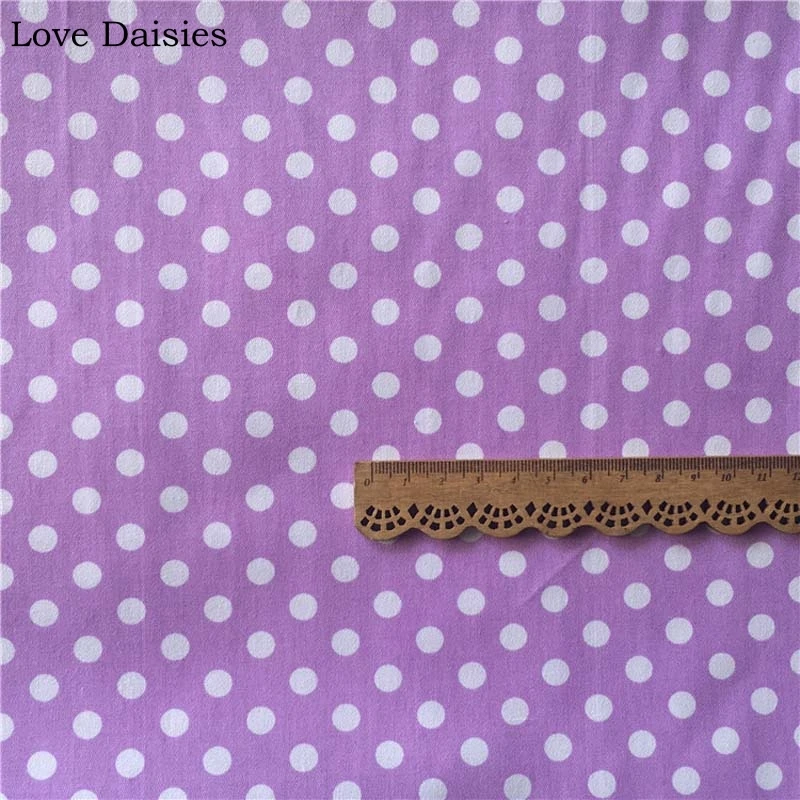 100% Cotton PURPLE BROWN PINK BLUE WHITE Polka Dot Twill Fabrics DIY for Kids Bedding Cushion Dress Handwork Quilting Patchwork