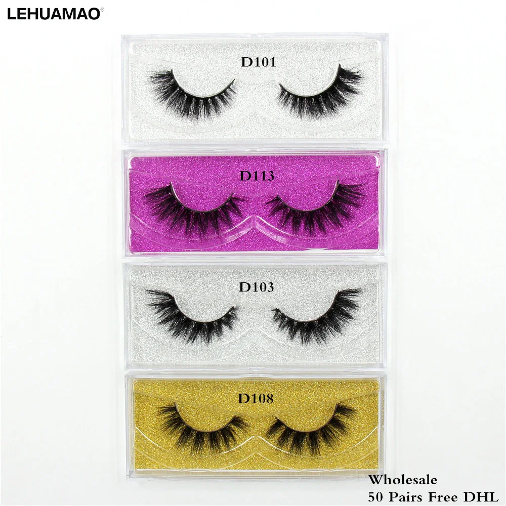 LEHUAMAO 50 pairs Mink Eyelashes 3D makeup false Eyelashes Luxury Handmade Dramatic Mink Lashes cruelty free Eyelashes Free DHL