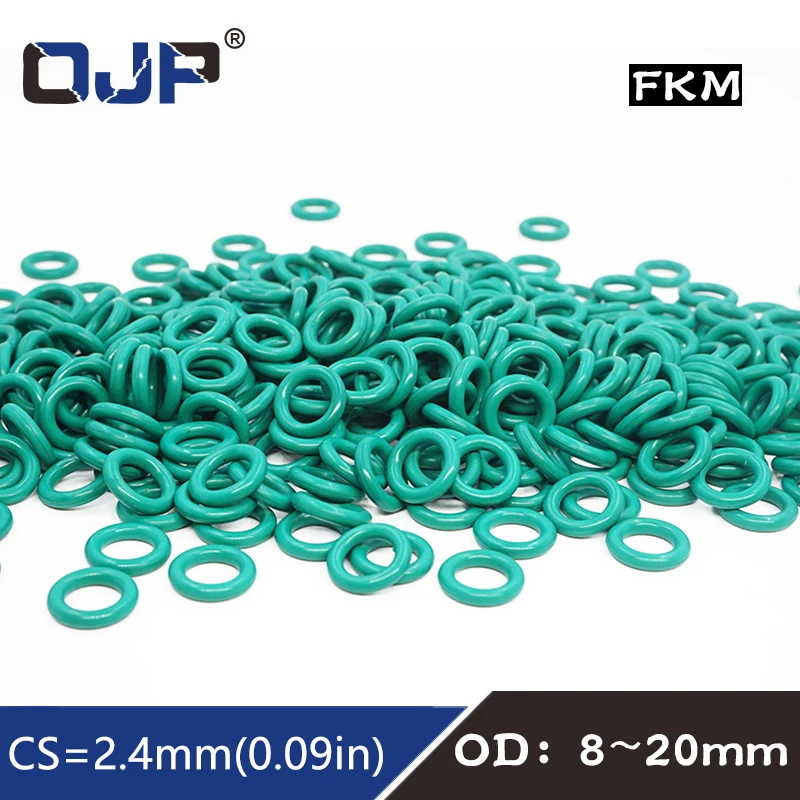 10PCS/lot Rubber Ring Green FKM O ring Seal 2.4mm Thickness OD8/9/10/11/12/13/14/15/16/17/18/19/20mm O-Rings Oil Gasket Washer