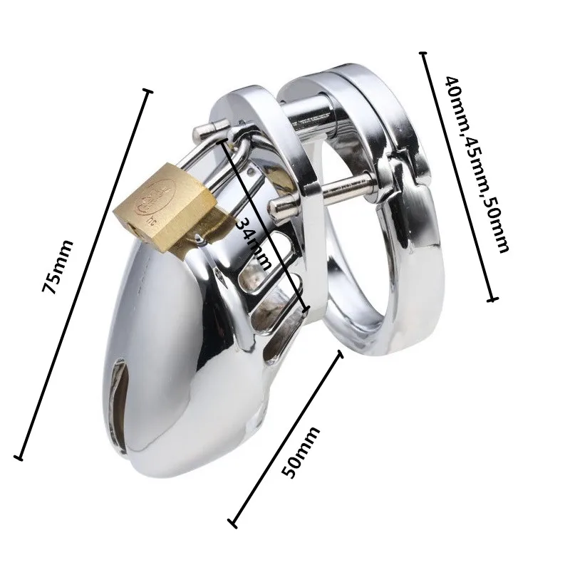 40/45/50 for choose metal CB6000S male padlock chastity device BDSM bondage cock cage penis Lock sex toys