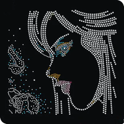 

2pc/lot Beauty Girl iron on rhinestone appliques motif iron on rhinestone motifs hot fix rhinestone transfer motifs