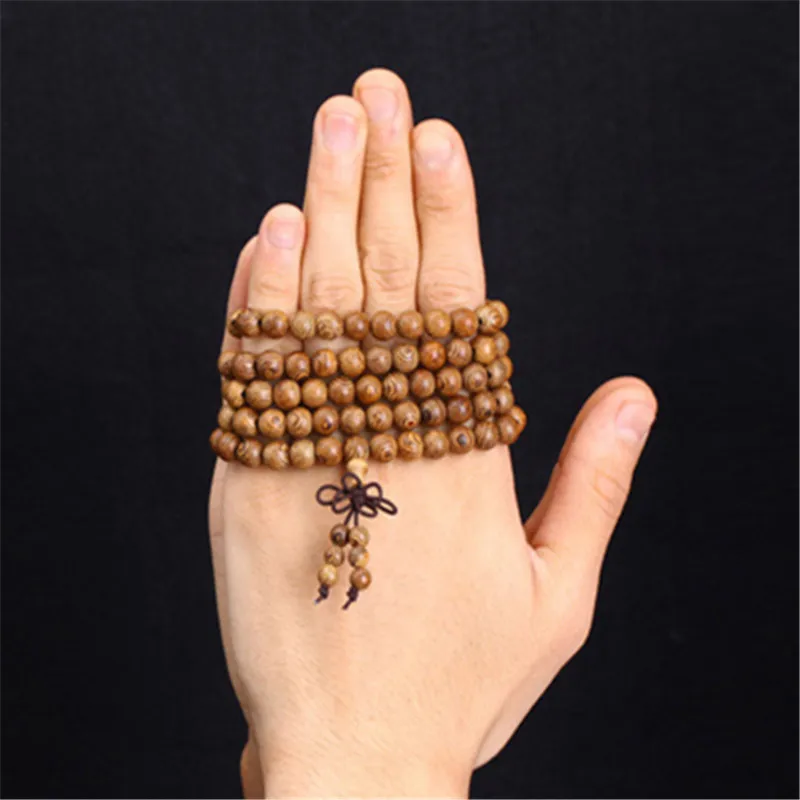 Pulseras108 beads 8mm Natural Sandalwood Buddhist Buddha Wood Prayer Bead Mala Unisex Men Bracelets & Bangles Jewelry Bijoux