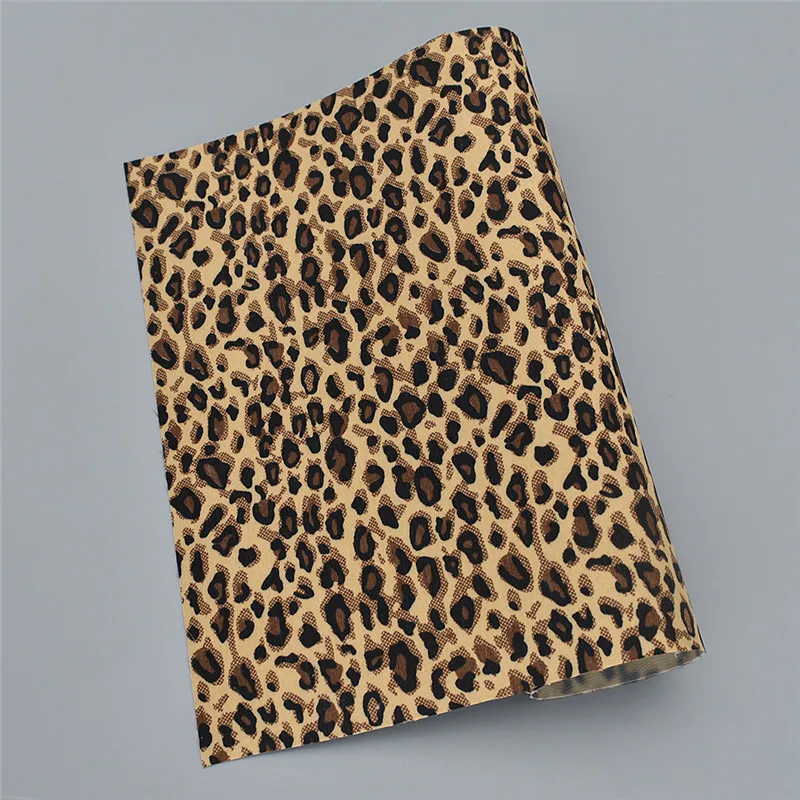 A4 21x29cm Leopardo Stampato In Pelle PVC Tessuto di Cucito FAI Da TE Materiale Indumenti Accessori Artigianali