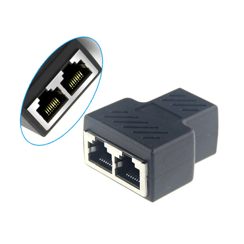 1Pair RJ45 Splitter Adapter, RJ45 Female 1 to 2 port Female Ethernet Coupler,Supports two devices access internet simultaneously