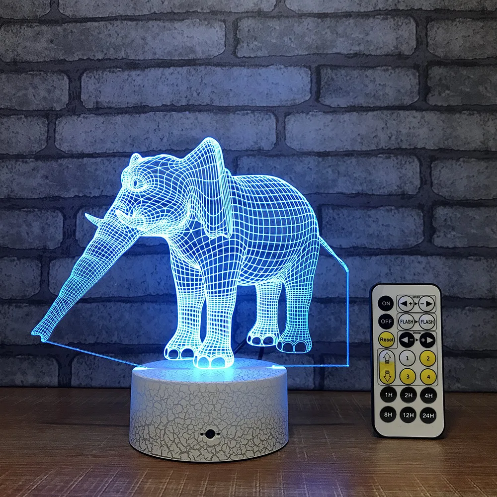 

Creative Colorful Elephant Usb 3D Night Lamp Multifunctional Bedside Table Led Night Light Lovely cartoon children's toys