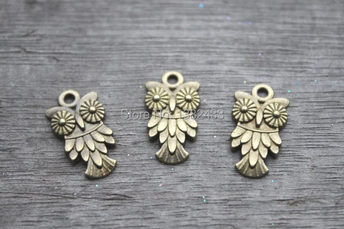 20pcs Mini Owl Charms -Antique bronze Bird Beads and Charms Pendants 11x20mm